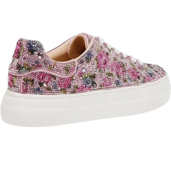 Betsey Johnson Sidny Rhinestone Floral Sneakers Size 8.5 EUC - Picture 3 of 7